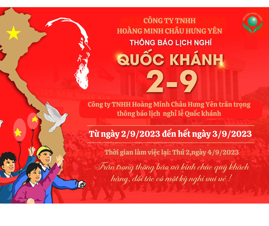 THÔNG BÁO LỊCH NGHỈ LỄ QUỐC KHÁNH 2/9